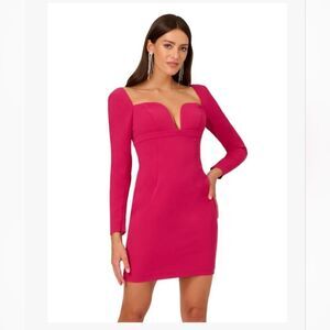 Liv Foster Long-Sleeve Crepe Cocktail Minidress Rich Magenta Size 4